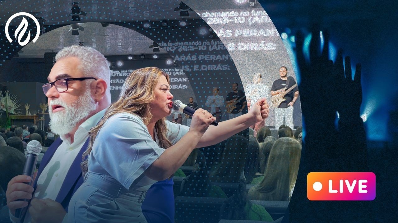 Pastor Jaciel Passos e Pastora Valéria Passos ministrando no culto